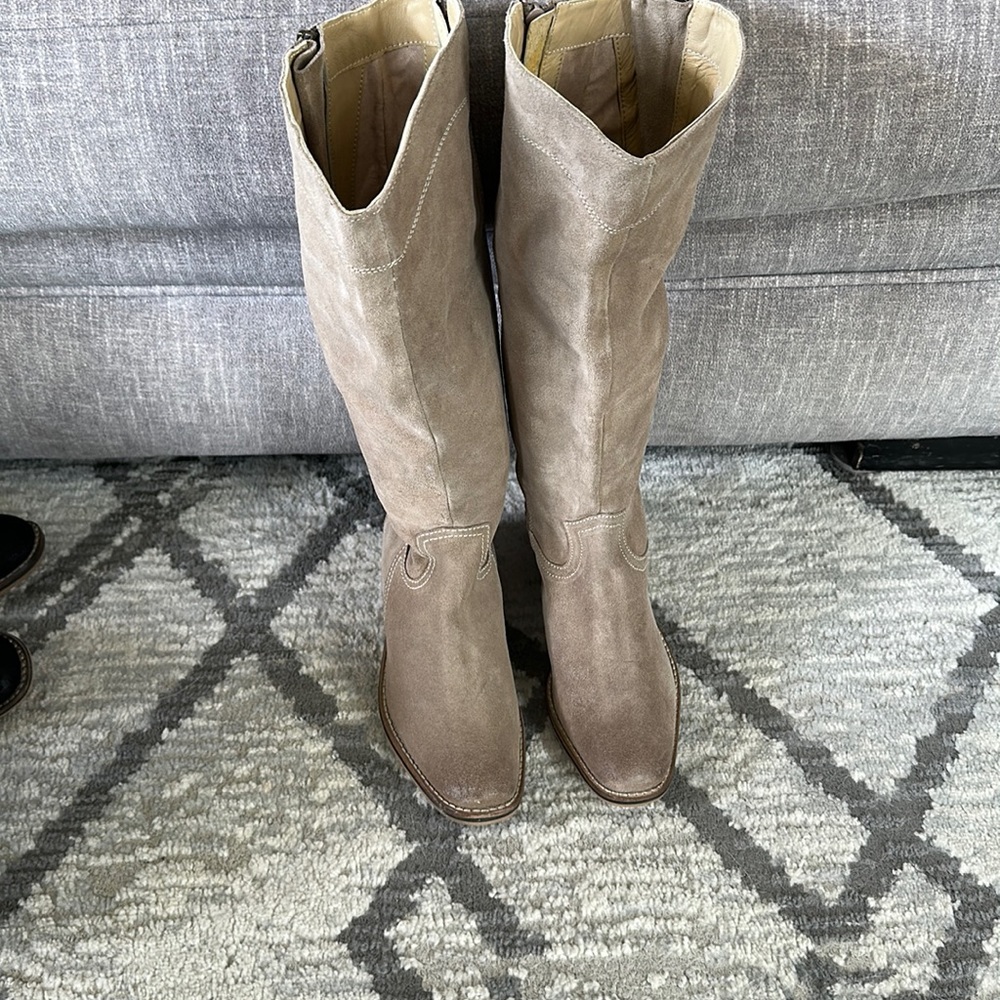 Distressed leather boots